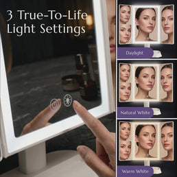 The GlowFold Trifold LED Mirror