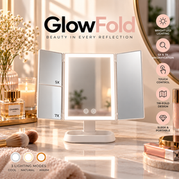 The GlowFold Trifold LED Mirror