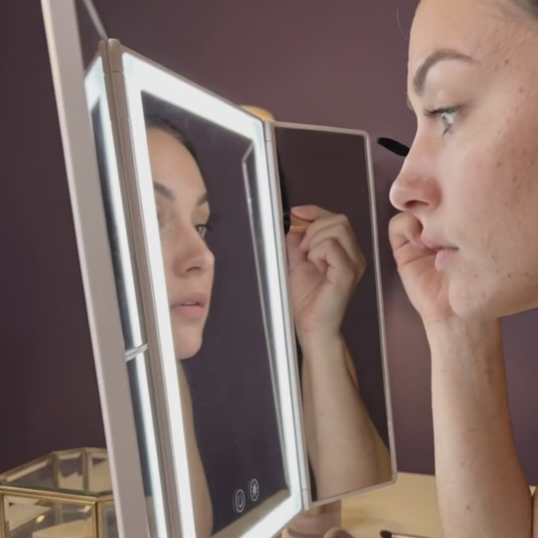 The GlowFold Trifold LED Mirror