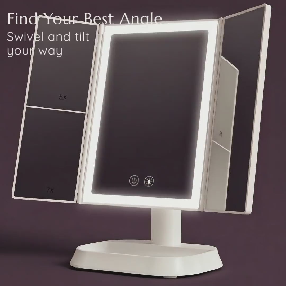 The GlowFold Trifold LED Mirror